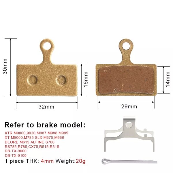 placute compatibile shimano XT auriu 2 set placute compatibile shimano D03s